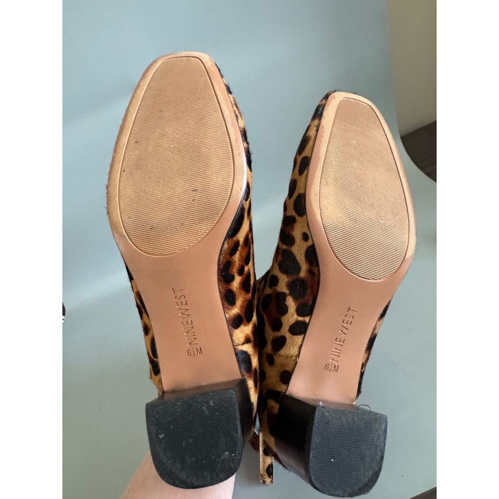 NINE WEST Leopard Print Calf Hair Booties Brown Sz 6.5 Low Heel Almond Toe - Picture 5 of 7
